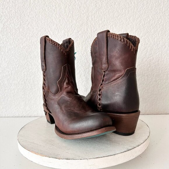 Lane PLAIN JANE PJ Brown Cowboy Boots Womens 7.5 Leather Cowgirl Western Short - Picture 1 of 12